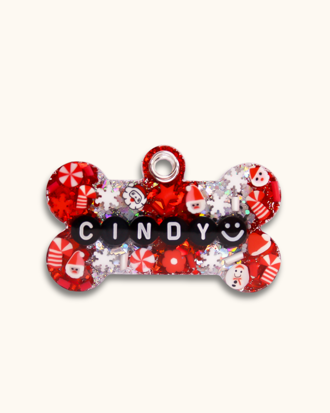Candy Cane Resin Pet Tag