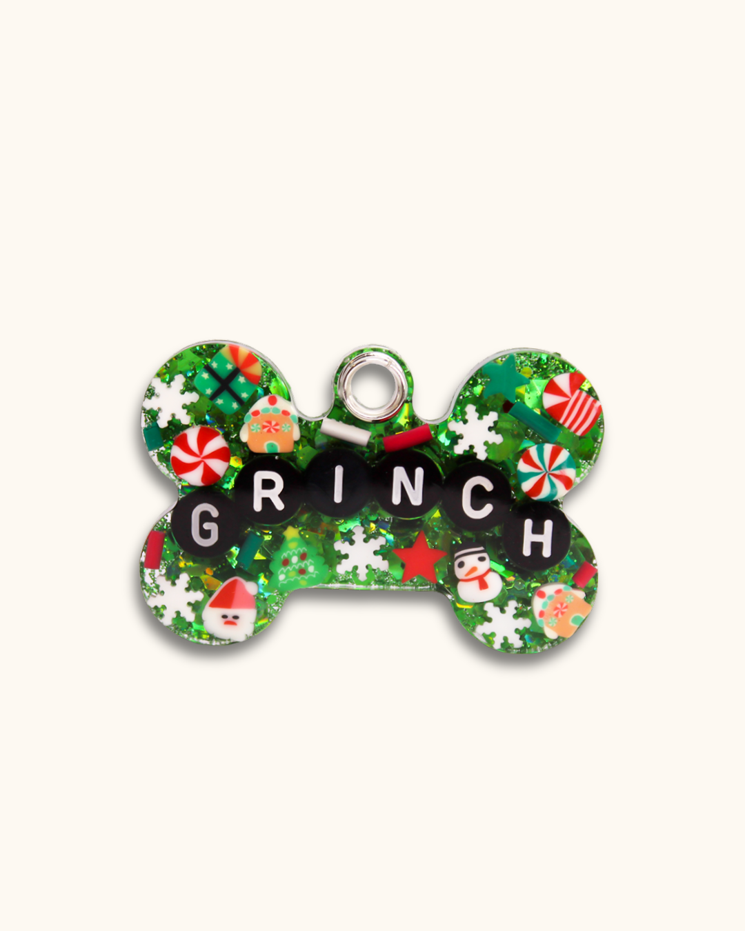 Christmas Green Resin Pet Tag