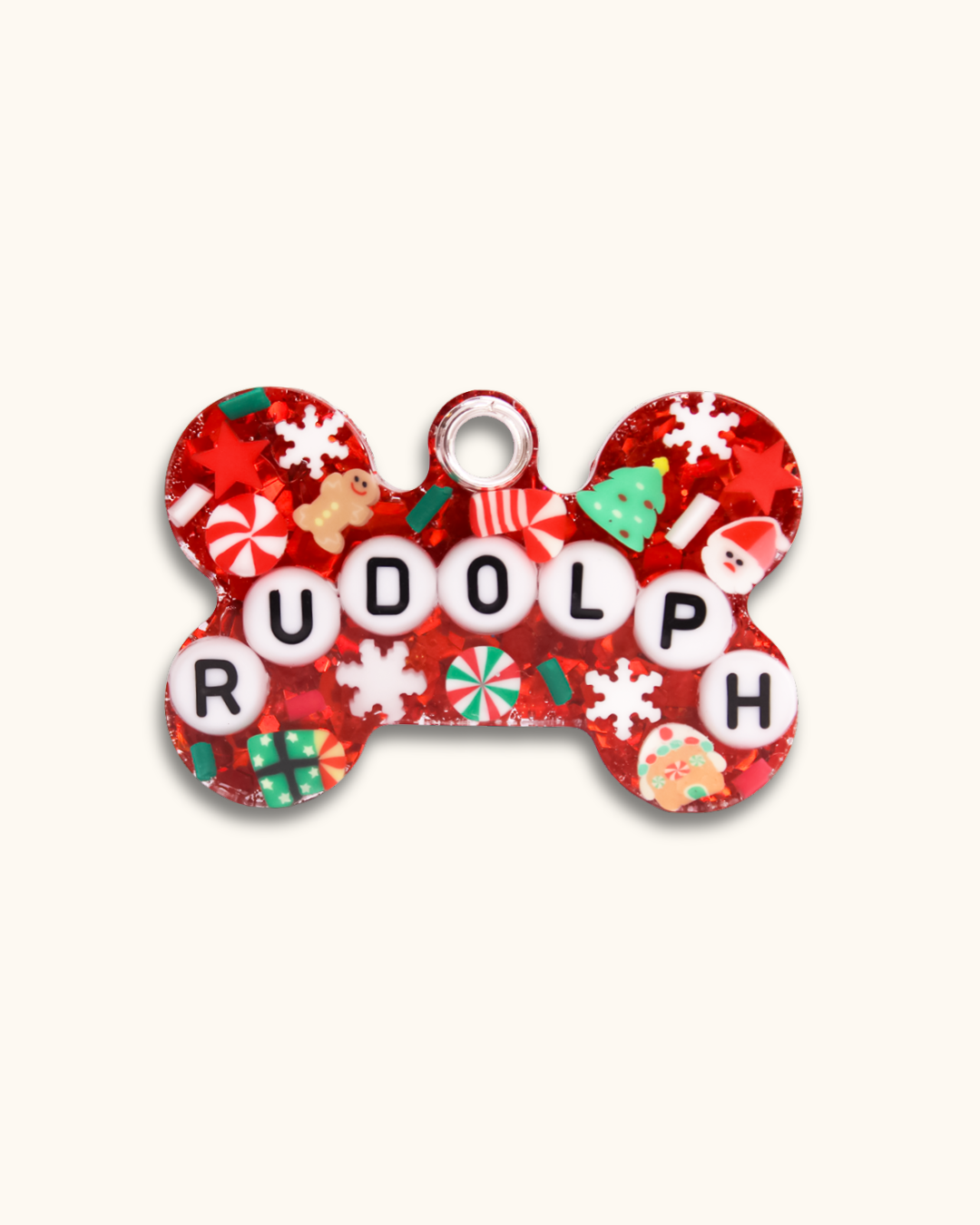 Christmas Red Resin Pet Tag