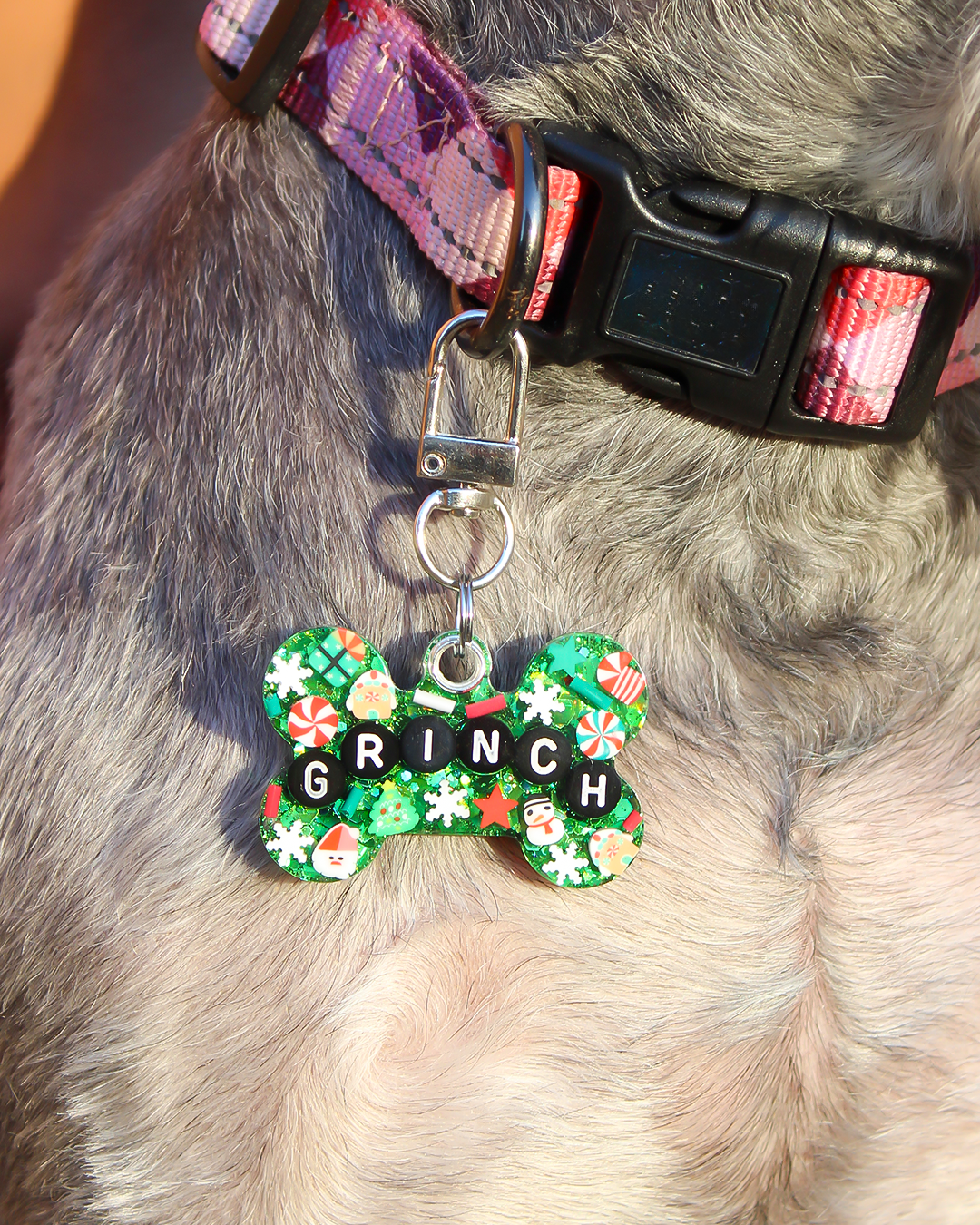 Christmas Green Resin Pet Tag