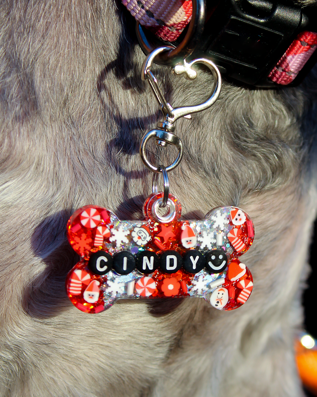 Candy Cane Resin Pet Tag